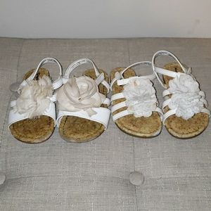 2 Pair of Toddler Girl Size 6- White Sandals